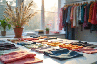 Espace de styliste avec échantillons de tissus aux couleurs discordantes