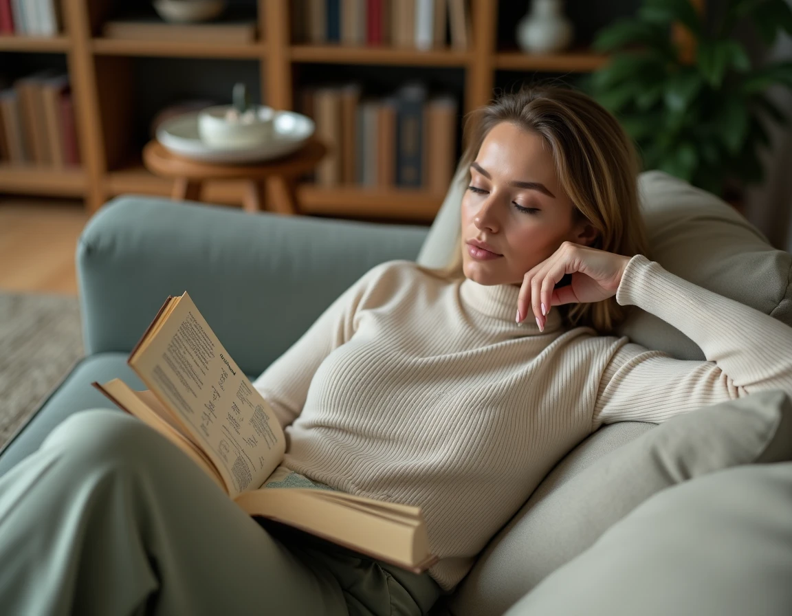 Femme lisant un livre d'astrologie et consultant un tableau de compatibilité des signes du zodiaque