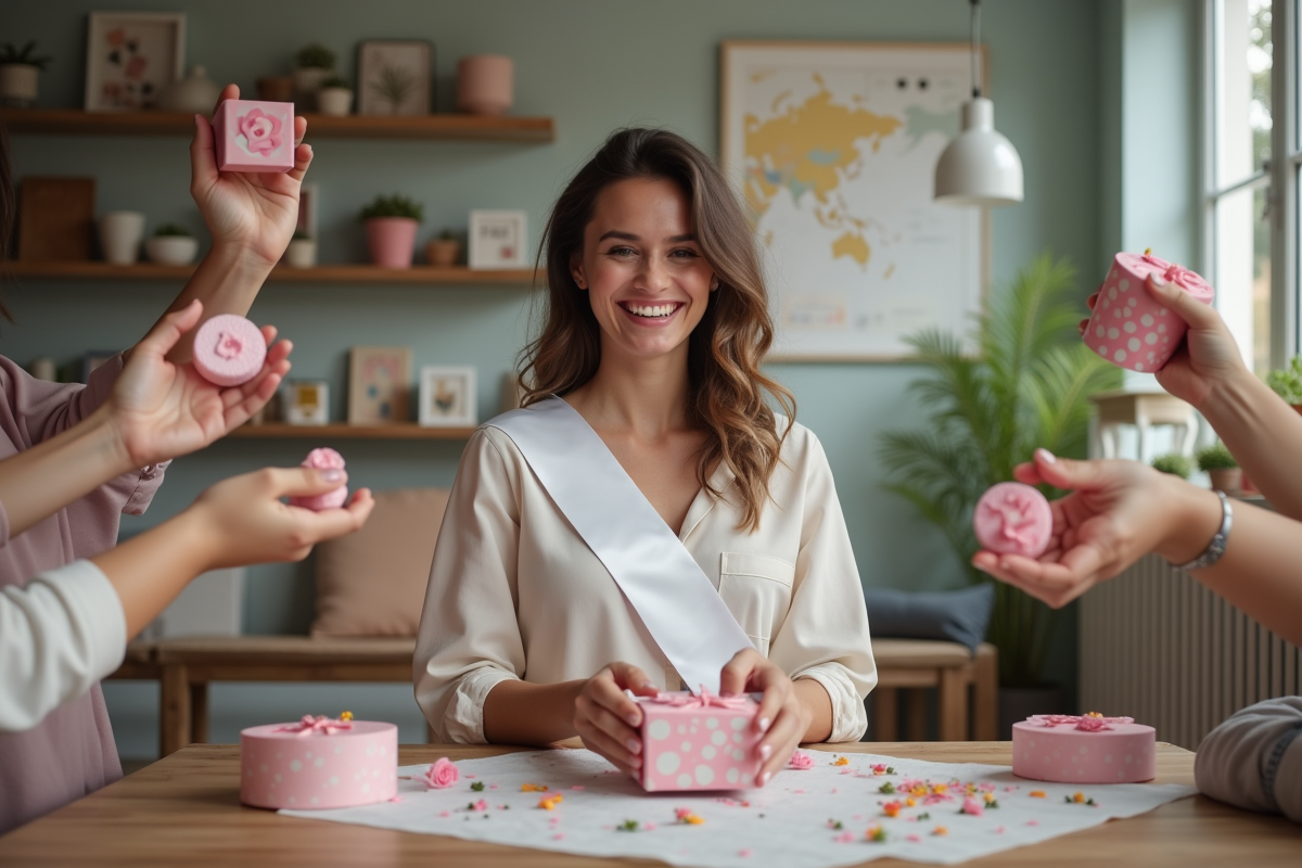Jeune femme souriante recevant un cadeau lors d
