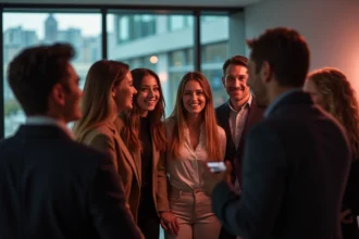 Groupe de jeunes professionnels lors d'un événement d'entreprise